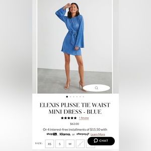 Vici ELEXIS PLISSE TIE WAIST MINI DRESS - BLUE